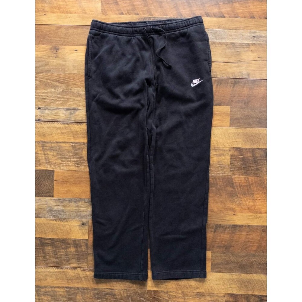 Nike Club Fleece Sweatpants Men's L Black Open Hem 31" Blue Tag 804395-010